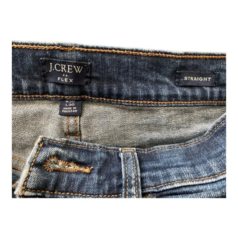 J CREW jeans, Flex, size 30x30 straight leg, medium wash.  5 pocket style.